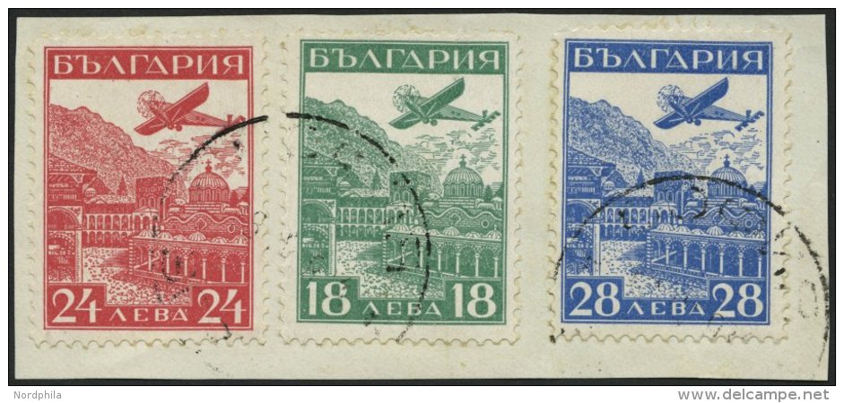 BULGARIEN 249-51 BrfStk, 1932, Luftpostausstellung Auf Briefstück, Prachtsatz, Mi. 90.- - Other & Unclassified