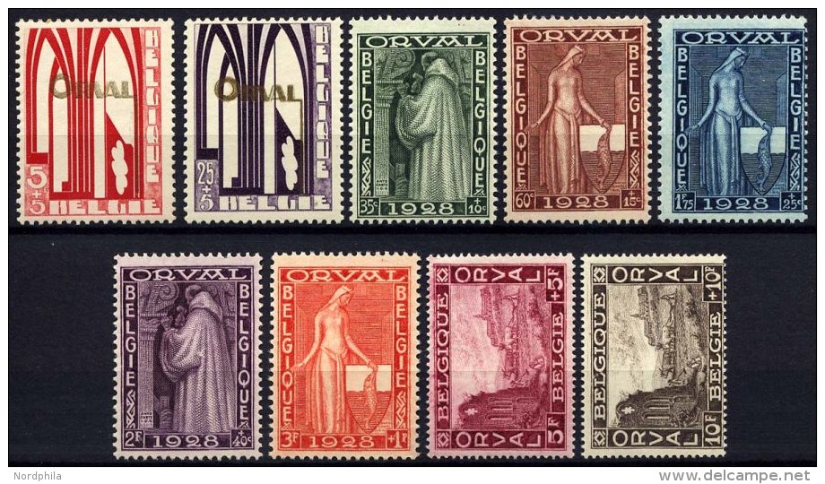 BELGIEN 235-43 *, 1928, Wiederaufbau Der Abtei Orval, Falzreste, Prachtsatz - Bélgica