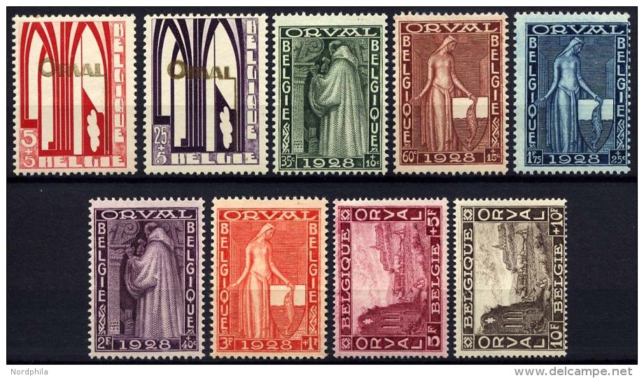 BELGIEN 235-43 *, 1928, Wiederaufbau Der Abtei Orval, Falzreste, Prachtsatz - Belgium