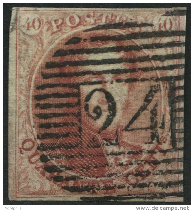 BELGIEN 5A O, 1849, 40 C. Rosa/karmin, Nummernstempel 24, Pracht, Mi. 450.- - Belgium