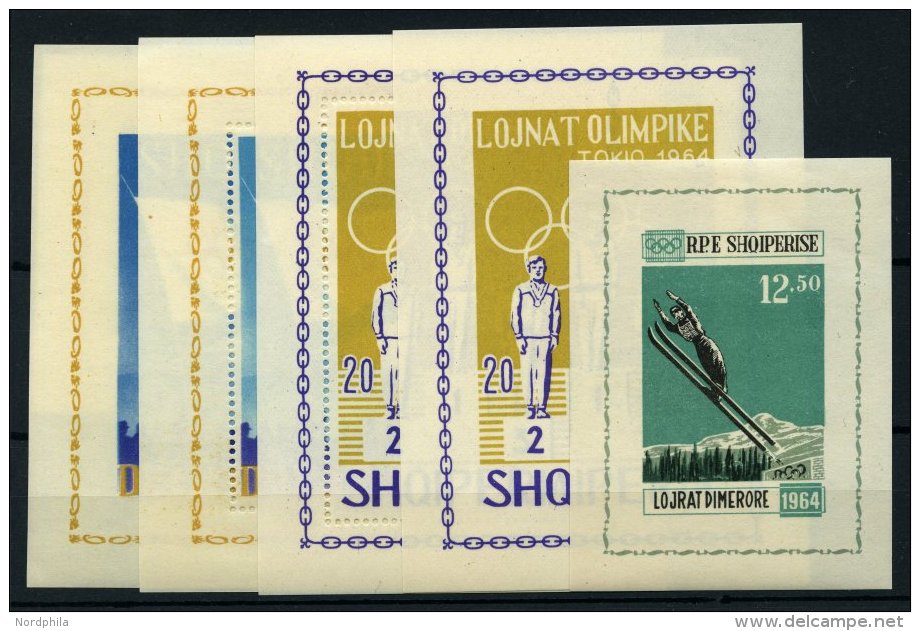 ALBANIEN Bl. **, 1963, 8 Verschiedene Blocks Olympische Spiele: Bl. 19A/B, Bl. 20/1, Bl. 22/3, Bl. 26A/B, Pracht, Mi. 21 - Albania