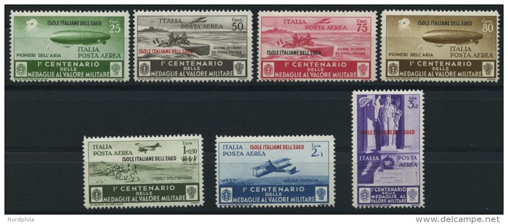 GÄISCHE INSELN 157-63 *, 1935, Flugpostmarken 100 Jahre Tapferkeitsmedaille, 7 Prachtwerte - Egeo