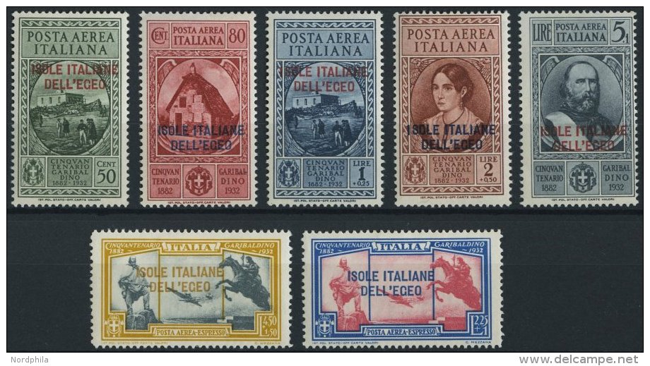 GÄISCHE INSELN 98-104 *, 1932, ISOLE ITALIANE DELL`EGEO, Falzrest, Prachtsatz, Mi. 600.- - Aegean