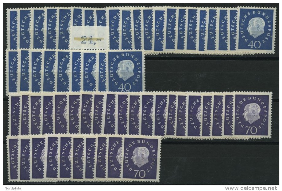 ENGROS 305/6 **, 1959, 40 Und 70 Pf. Heuss III, Je 30x, Pracht, Mi. 570.- - Errors & Oddities