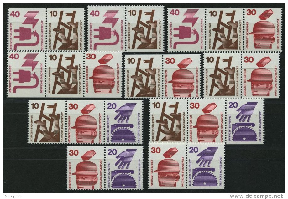 ZUSAMMENDRUCKE W 47-56 **, 1974, Unfallverhütung, Komplette Garnitur, Pracht, Mi. 54.- - Gebruikt