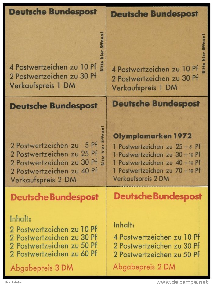 ZUSAMMENDRUCKE A.MH 16c-23a **, 1972-80, 6 Verschiedene Markenheftchen, Pracht, Mi. 70.50 - Used Stamps