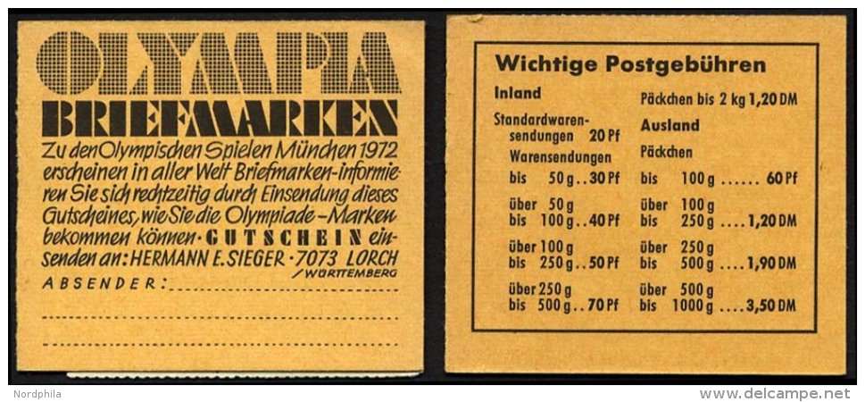 ZUSAMMENDRUCKE MH 14e,g **, 1968, Markenheftchen Brandenburger Tor, Reklame E Und G, Heftchenzähnung, Pracht, Mi. 1 - Gebruikt