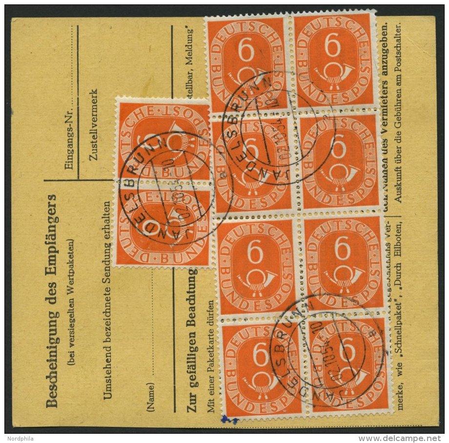 BUNDESREPUBLIK 126 BRIEF, 1954, 6 Pf. Posthorn Im Achterblock (untere Linke Marke Kleiner Tintenfleck) Und Waagerechten - Used Stamps