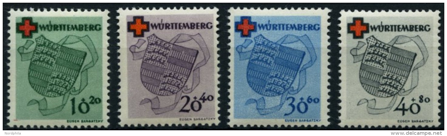 WÜRTTEMBERG 40-43 **, 1949, Rotes Kreuz, Prachtsatz, Mi. 160.- - Other & Unclassified