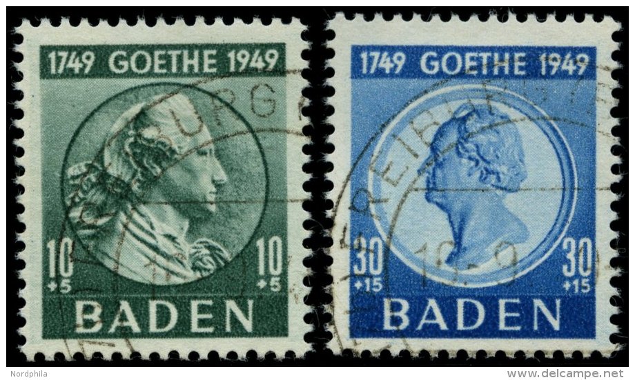 BADEN 47,49 O, 1949, 10 Und 30 Pf. Goethe, 2 Prachtwerte, Gepr. Schlegel, Mi. 85.- - Other & Unclassified