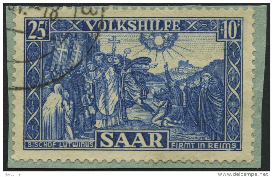 SAARLAND 302 BrfStk, 1950, 25 Fr. Volkshilfe, Pracht, Gepr. Ney, Mi. 90.- - Other & Unclassified