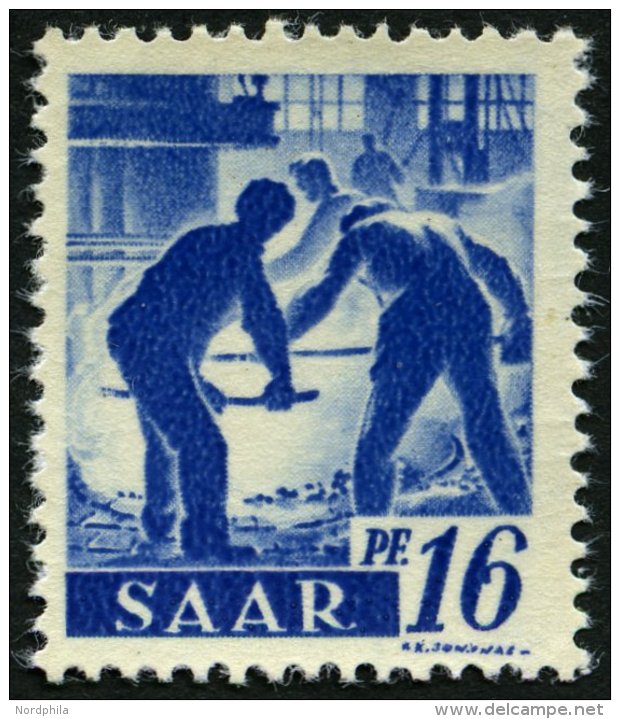 SAARLAND 231IIfAG **, 1947, 4 Fr. Auf 16 Pf. Violettultramarin, Ohne Aufdruck, Druck Auf Der Gummiseite, Pracht, Gepr. H - Other & Unclassified