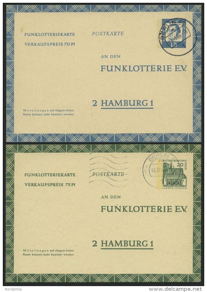 GANZSACHEN FP 7/8 BRIEF, 1963, 15 Und 20 Pf. Funklotterie, Gebraucht, Pracht, Mi. 73.- - Collections