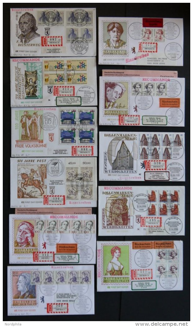 LOTS Aus 816-79 BRIEF, 1988-90, 10 Verschiedene Einschreiben Mit Mehrfachfrankaturen Vom Ersttag, Pracht - Used Stamps