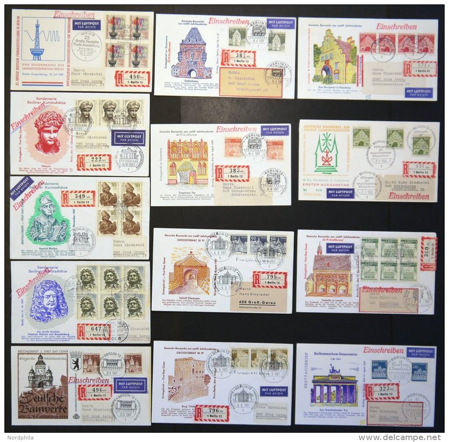 LOTS Aus 273-309 BRIEF, 1966/7, 13 Verschiedene Einschreiben Mit Mehrfachfrankaturen Vom Ersttag, Pracht - Used Stamps