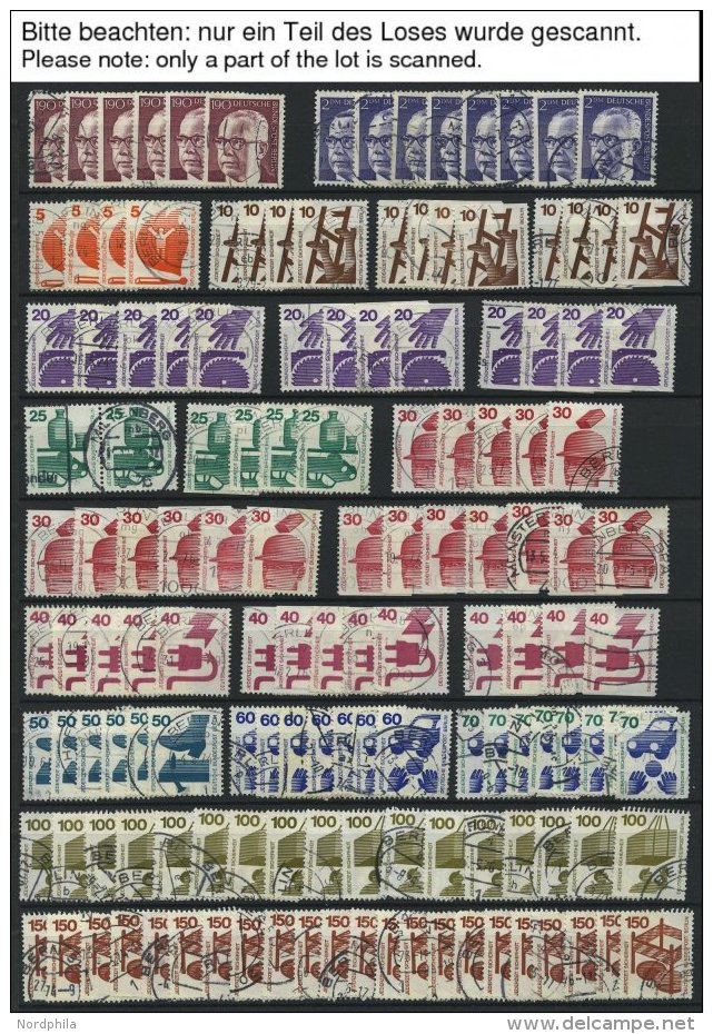 LOTS O, 1970-90, Dublettenpartie Der Freimarken, Meist Höhere Werte, Feinst/Pracht, Mi. Ca. 2900.- - Used Stamps