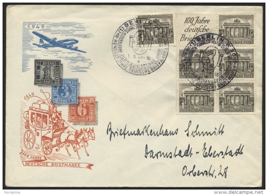 ZUSAMMENDRUCKE H-Bl. 4B BRIEF, 1949, Heftchenblatt 1 Pf. Bauten, Ohne Rand, Auf FDC, Pracht - Se-Tenant