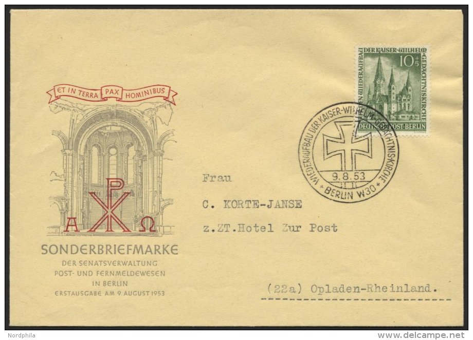 BERLIN 107 BRIEF, 1953, 10 Pf. Gedächtniskirche Auf Amtlichem FDC, Pracht, Mi. 160.- - Used Stamps