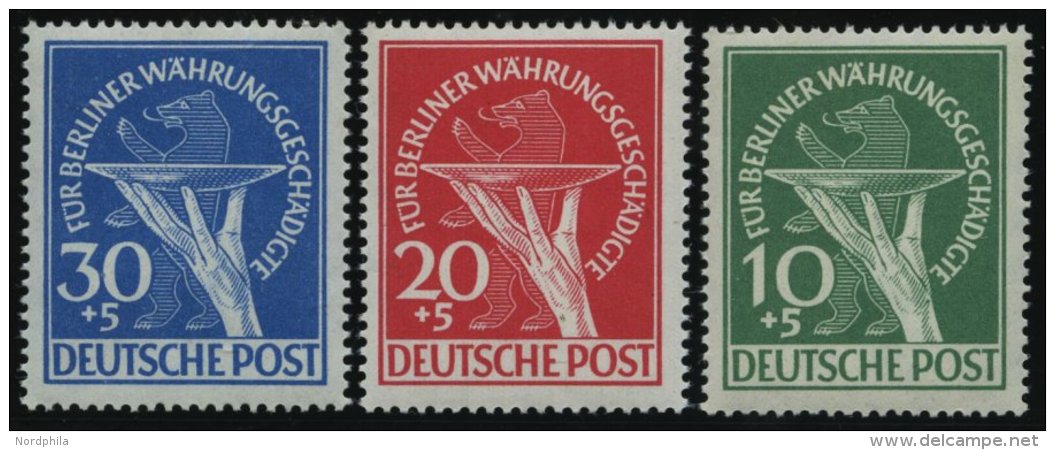 BERLIN 68-70 **, 1949, Währungsgeschädigte, Prachtsatz, Mi. 350.- - Used Stamps