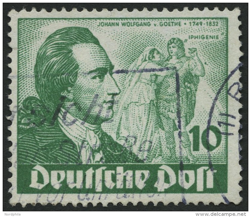 BERLIN 61I O, 1949, 10 Pf. Goethe Mit Abart Farbfleck Neben Rechtem Unterarm Des Darstellers, üblich Gezähnt P - Used Stamps