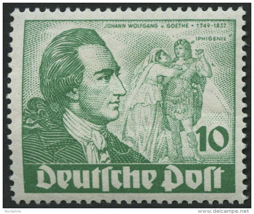 BERLIN 61I *, 1949, 10 Pf. Goethe Mit Abart Farfbfleck Neben Rechtem Unterarm Des Darstellers, Falzrest, Pracht, Mi. 90. - Used Stamps