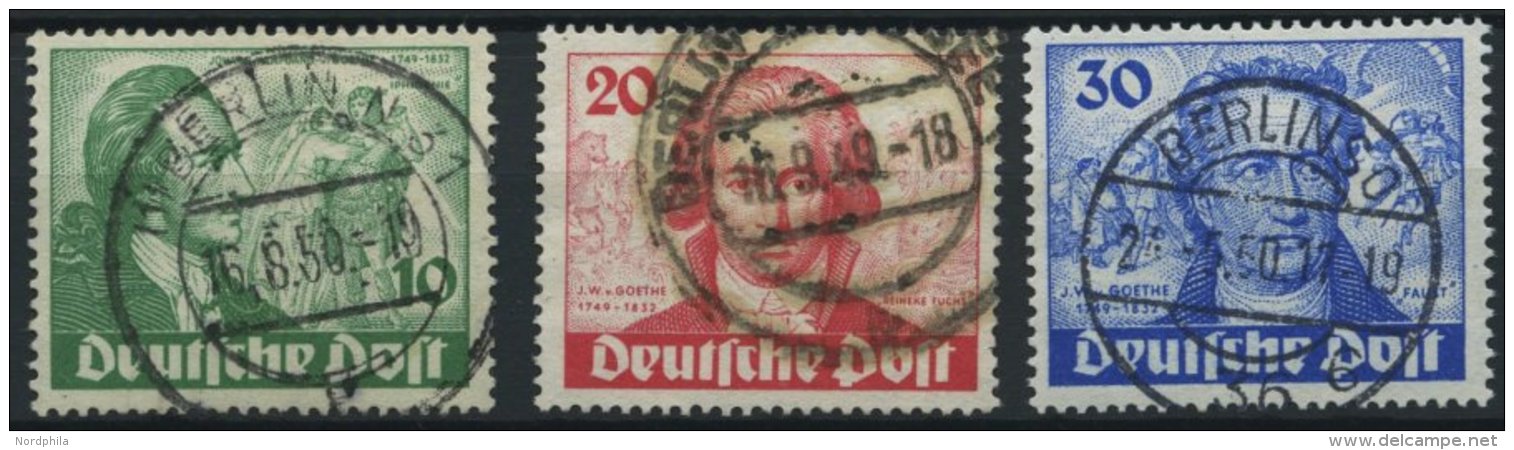 BERLIN 61-63 O, 1949, Goethe, Prachtsatz, Mi. 180.- - Used Stamps