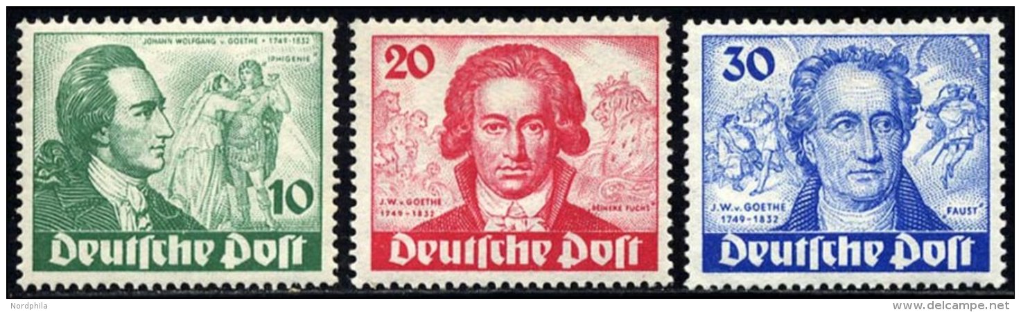 BERLIN 61-63 **, 1949, Goethe, Prachtsatz In Normaler Zähnung, Mi. 320.- - Used Stamps