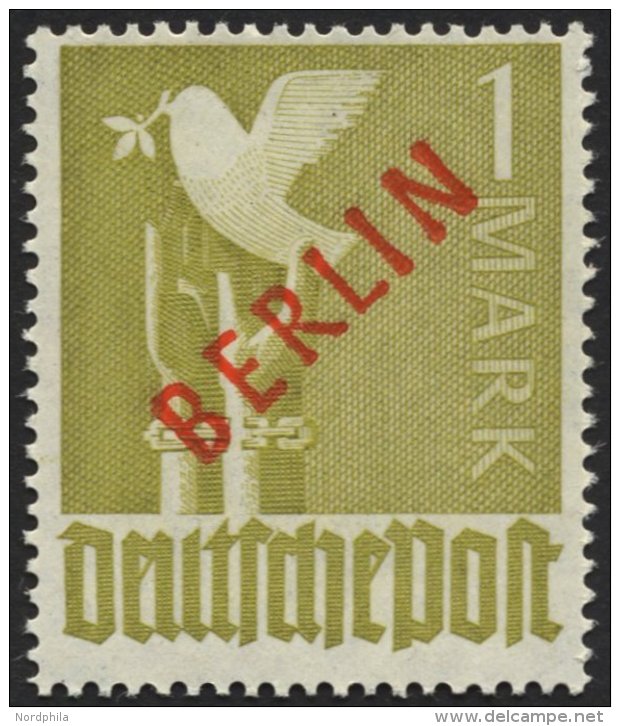 BERLIN 33 **, 1949, 1 M. Rotaufdruck, Pracht, Gepr. Lippschütz, Mi. 550.- - Used Stamps