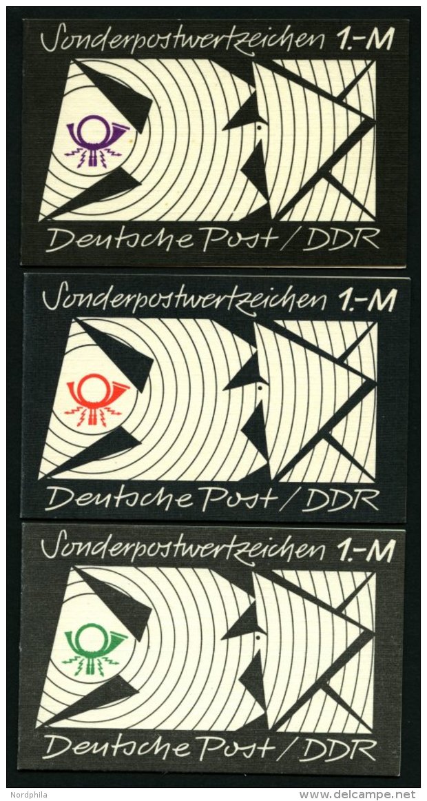 ZUSAMMENDRUCKE SMHD 8ea,eg,ej **, 1974, Markenheftchen Brieftaube In Schwarz/lebhaftrot, Schwarz/grün Und Schwarz/v - Se-Tenant