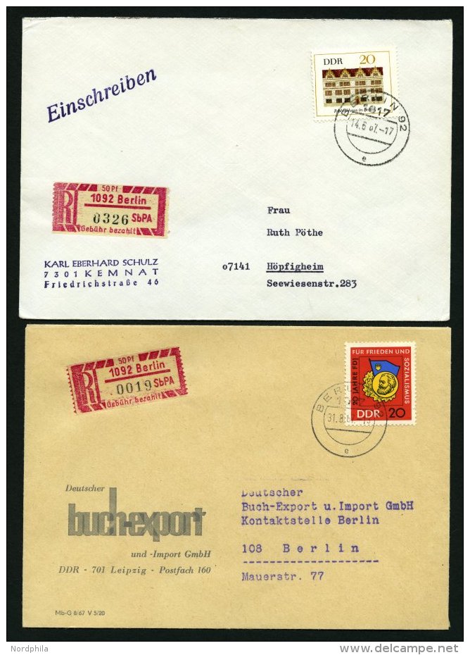 EINSCHREIBEMARKEN 1Cy BRIEF, 1967, 50 Pf. Rosakarmin/schwarz, Gezähnt 121/2, Pergamin-Papier, PLZ 1092 Auf Einschre - Registration & Officially Sealed