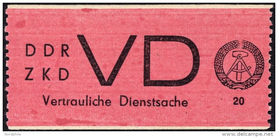 DIENSTMARKEN D VD 1A **, 1965, 20 Pf. Bräunlichrot/schwarz, Gezähnt 91/2, Leichter Eckknitter Sonst üblic - Other & Unclassified