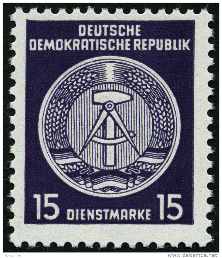 DIENSTMARKEN A D 21IXII NF (*), 1954,15 Pf. Schwarzgrauviolett, Type I, Wz. XII, Mit Abart Ohne Eingedruckten Stempel, P - Other & Unclassified