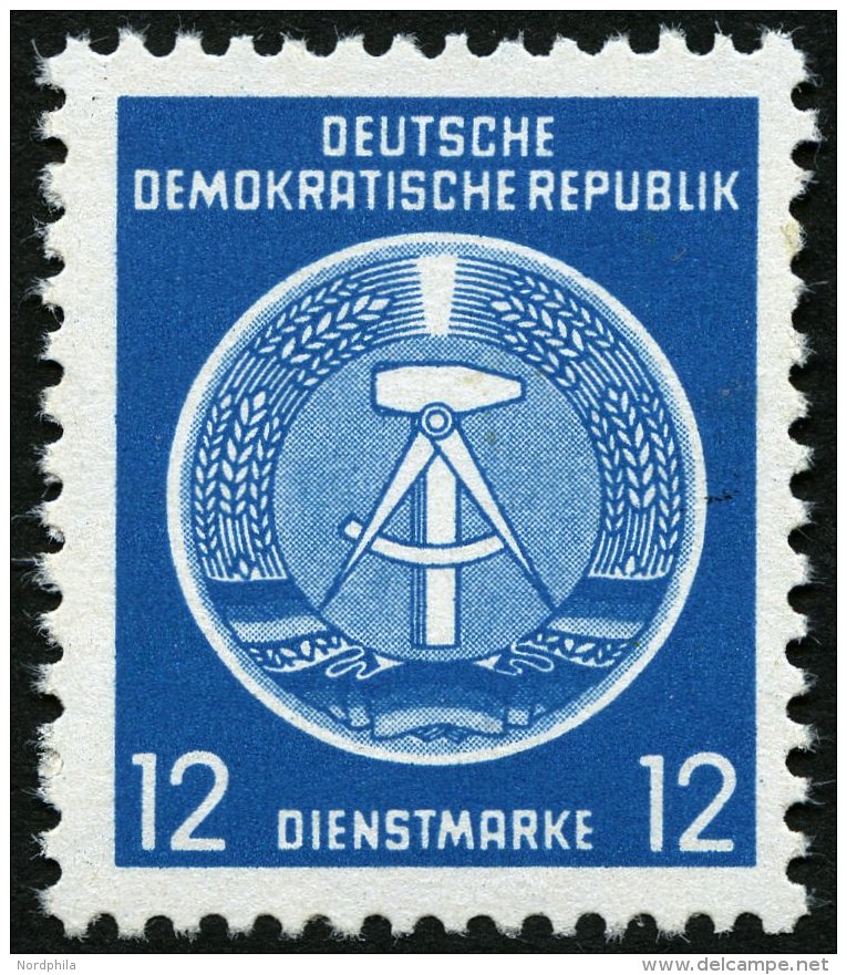 DIENSTMARKEN A D 5xNF (*), 1954, 12 Pf. Grünlichblau, Amtlicher Nachdruck Ohne Aufgedruckten Stempel, Ungummiert, P - Other & Unclassified