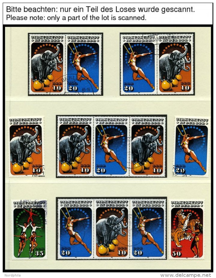 DDR 2983-86 O, 1985, Zirkus, Alle 16 Zusammendrucke Komplett (W Zd 645-52 Und S Zd 292-99), Pracht - Used Stamps