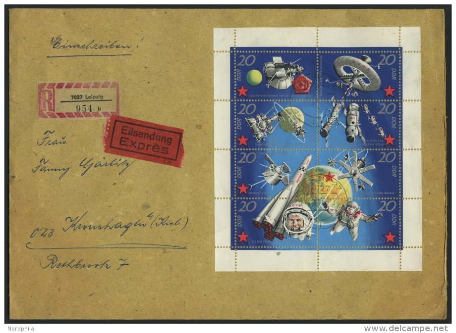 DDR 1636-43KB BRIEF, 1971, Weltraumflüge Auf Portogerechtem Eil-Einschreibbrief, Pracht - Used Stamps