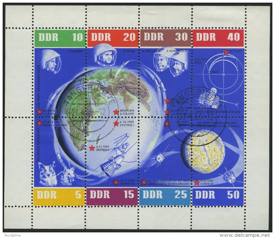 DDR 926-33KB O, 1962, 5 Jahre Sowjetische Weltraumflüge Im Kleinbogen, Rechter Rand Nicht Durchgezähnt, Pracht - Oblitérés