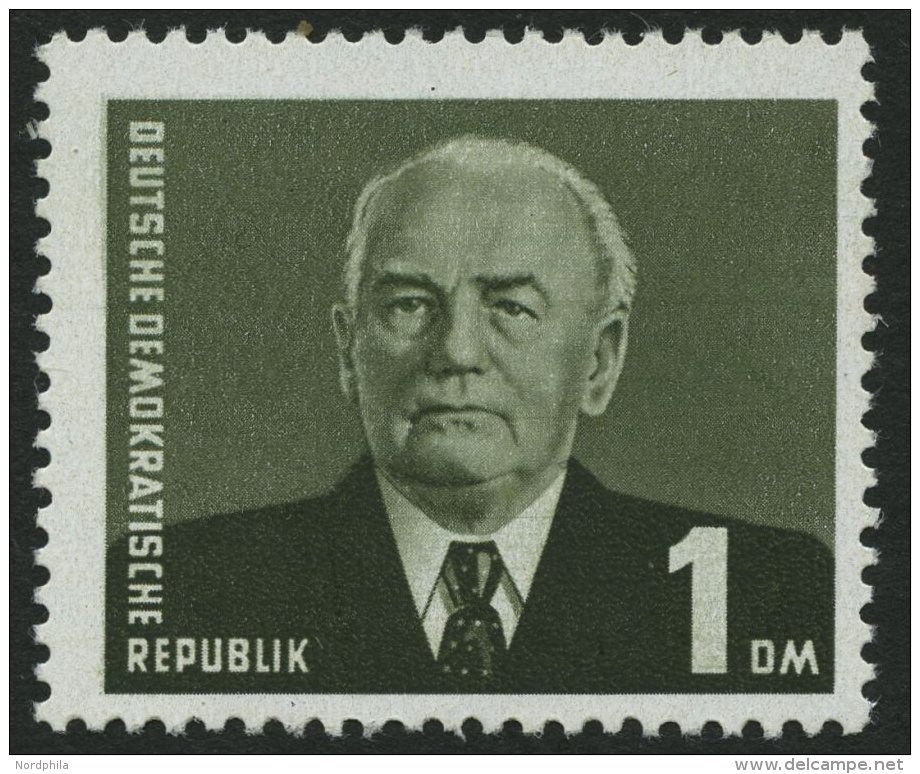 DDR 622a **, 1957, 1 DM Schwarzgraugrün Pieck, Wz. 3X, Pracht, Kurzbefund Schönherr, Mi. 400.- - Used Stamps