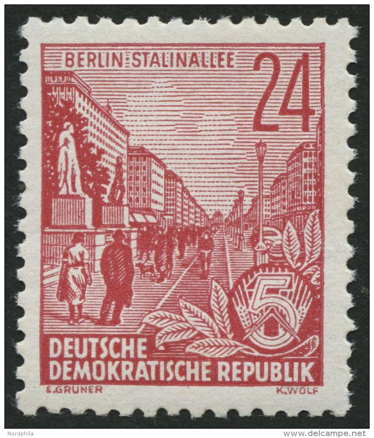 DDR 414XII **, 1953, 24 Pf. Bräunlichkarmin, Wz. 2XII, üblich Gezähnt Pracht, Gepr. Schönherr, Mi. 1 - Used Stamps