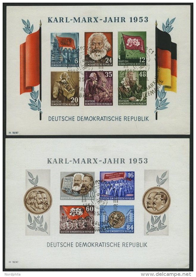 DDR Bl. 8/9BYI O, 1953, Marx-Blocks, Ungezähnt, Wz. 2YI, Sonderstempel LEIPZIG KARL MARX JAHR, Feinst, Gepr. Sch&ou - Oblitérés