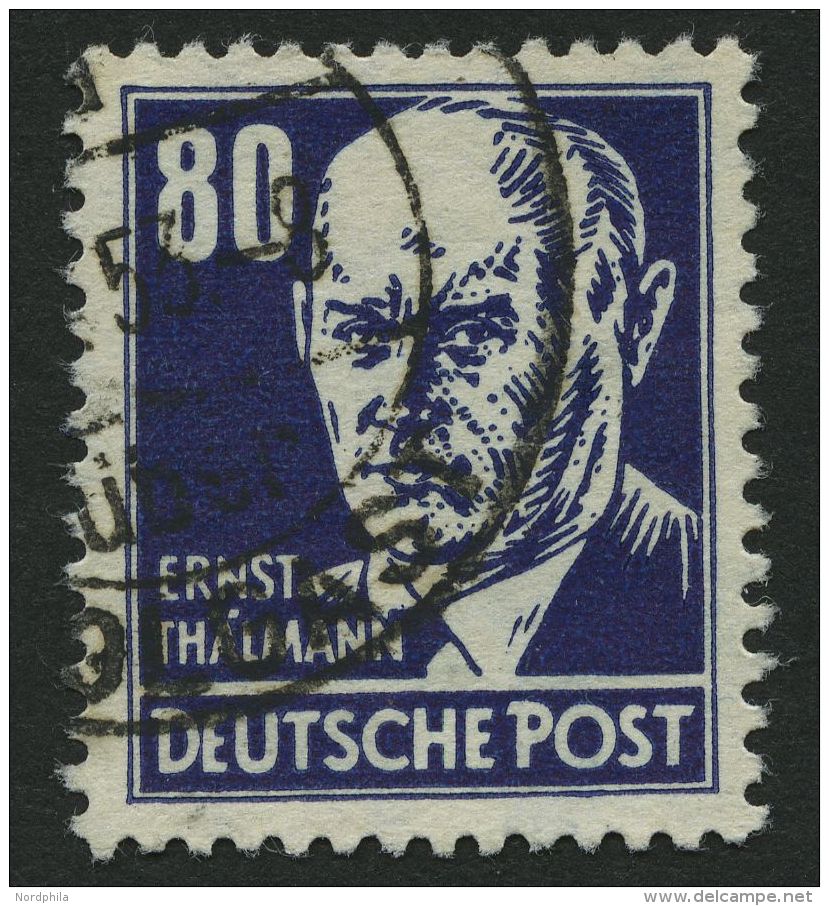 DDR 339zXII O, 1953, 80 Pf. Thälmann, Gewöhnliches Papier, Wz. 2XII, Pracht, Gepr. Schönherr, Mi. 60.- - Used Stamps