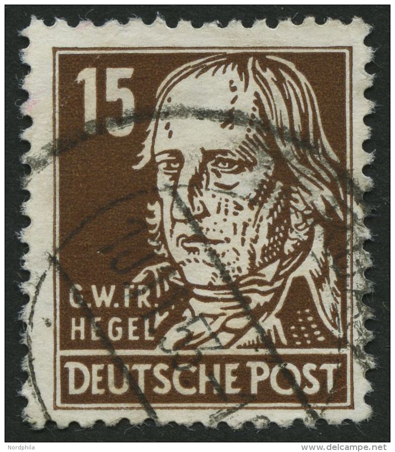 DDR 331vaXII O, 1953, 15 Pf. Dunkelbraun Hegel, Gestrichenes Papier, Wz. 2XII, Feinst, Gepr. Schönherr, Mi. 100.- - Used Stamps