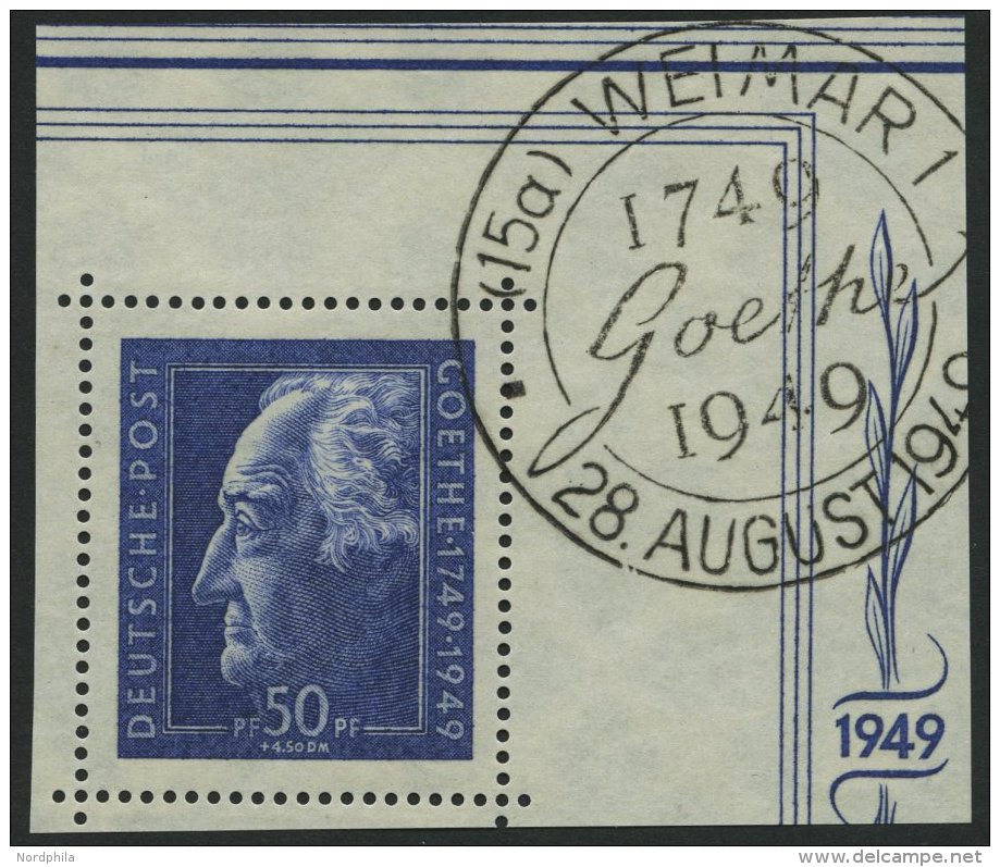 ALLGEMEINE-AUSGABEN 239 O, 1949, 50 Pf. Goethe, Sonderstempel, Pracht, Mi. 280.- - Autres & Non Classés