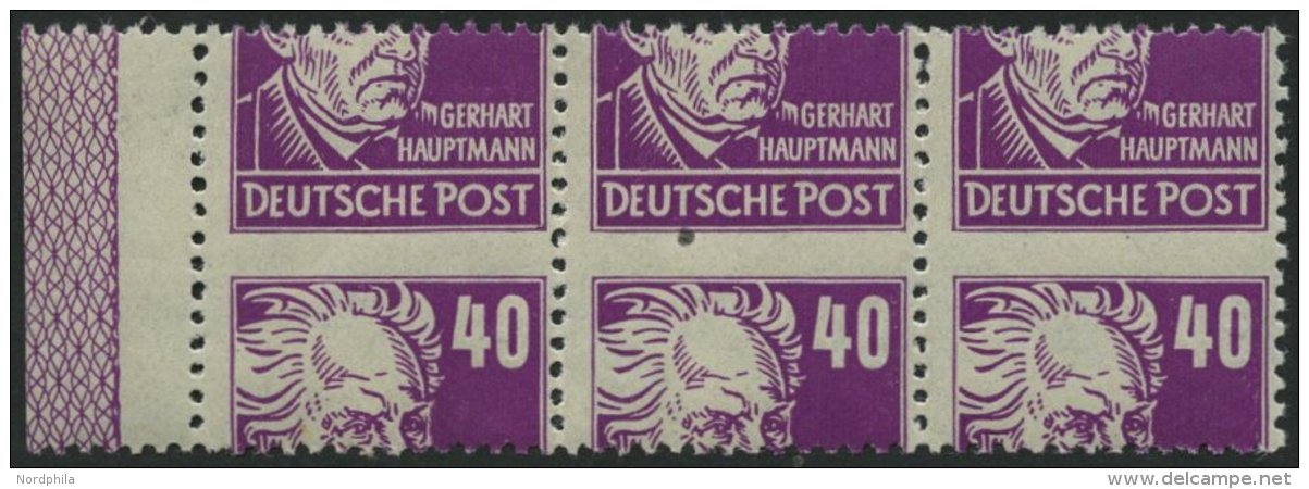 ALLGEMEINE-AUSGABEN 223aRL1 **, 1948, 40 Pf. Lilapurpur Hauptmann Im Waagerechten Dreierstreifen, Stark Verzähnt, M - Other & Unclassified