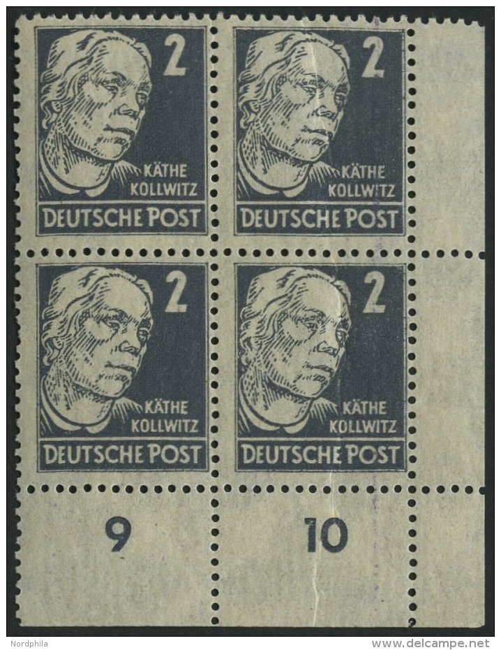 ALLGEMEINE-AUSGABEN 212ay VB **, 1948, 2 Pf. Grau Kollwitz, Senkrechte Borkengummierung, Im Unteren Rechten Eckrandviere - Autres & Non Classés