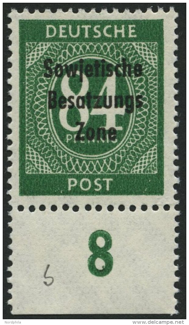 ALLGEMEINE-AUSGABEN 211b **, 1948, 84 Pf. Dunkelopalgrün, Pracht, Gepr. Paul, Mi. 80.- - Other & Unclassified