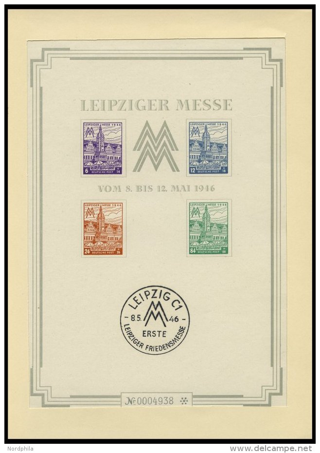WEST-SACHSEN Bl. 5SX (*), 1946, Großblock Leipziger Messe, Wz. 1X, Type II, Mit Schutzhülle, Pracht, Mi. (500 - Other & Unclassified