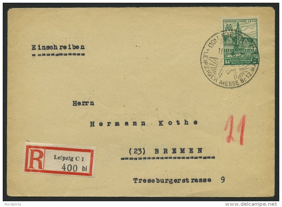 WEST-SACHSEN 165AXa BRIEF, 1946, 84 Pf. Schwärzlichsmaragdgrün, Gezähnt, Wz. 1X, Einzelfrankatur Auf Eins - Other & Unclassified