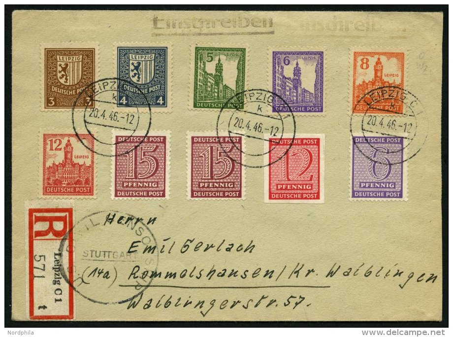 WEST-SACHSEN 156-61x BRIEF, 1946, Abschiedsserie, Ohne Wz., Mit 4 Werten Zusatzfrankatur (u.a. 2x Mi.Nr. 133Ya) Auf &uum - Other & Unclassified