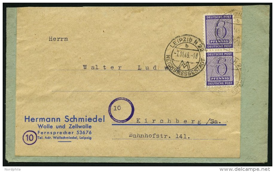 WEST-SACHSEN 121X Paar BRIEF, 1945, 6 Pf. Versuchszähnung Im Senkrechten Paar Als Mehrfachfrankatur, Rechts Kleiner - Other & Unclassified