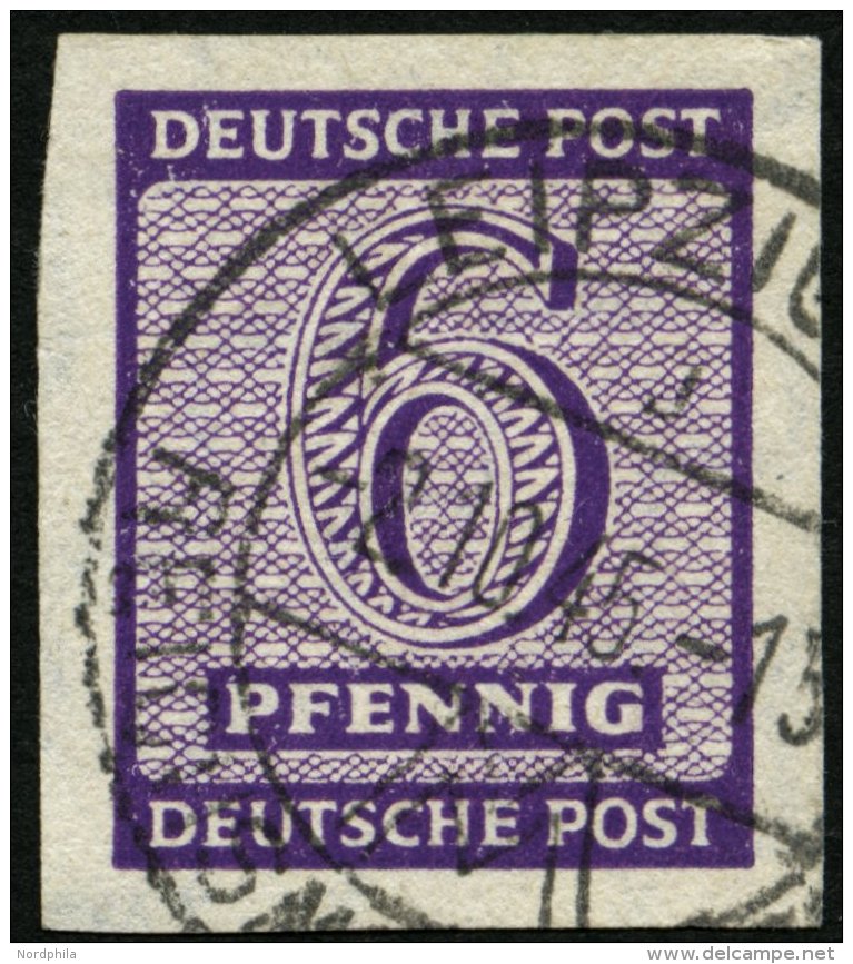 WEST-SACHSEN 117Xb O, 1945, 6 Pf. Dunkelrotviolett, Wz. 1X, Pracht, Gepr. Dr. Jasch, Mi. 50.- - Other & Unclassified